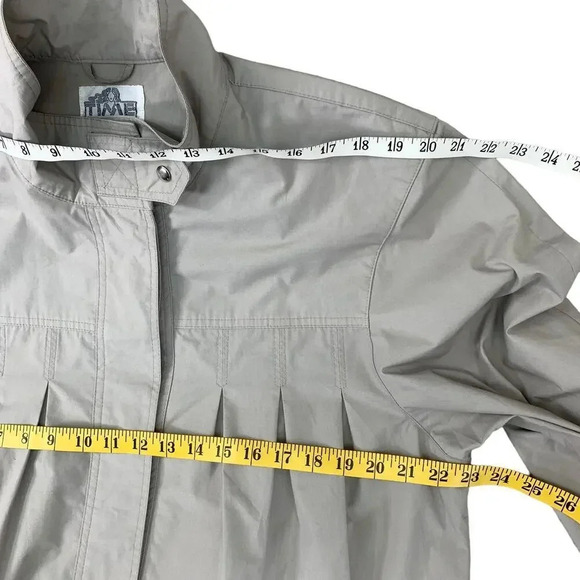 Time Collection Lightweight Pleated Long Trench Coat Women Size 8 Tan Oversized - Picture 11 of 16